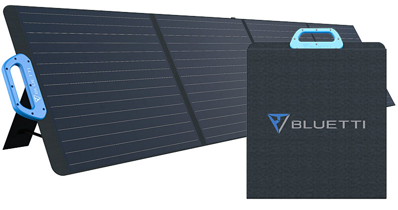 Bluetti PV200 solar panels: expanded and folded 
