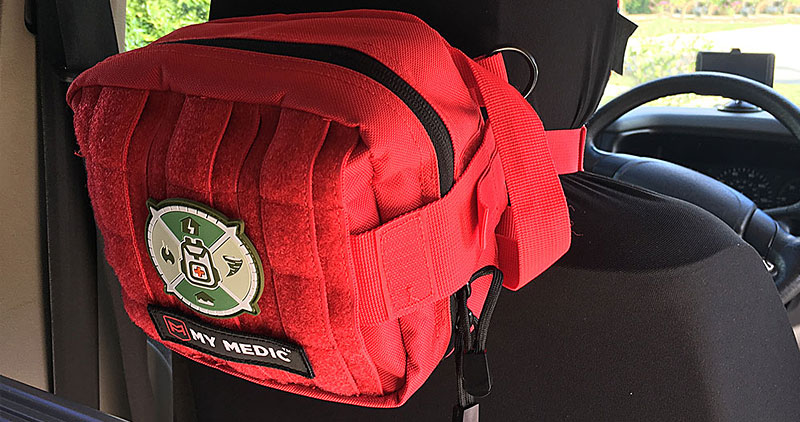 MYFAK First Aid Kit on a headrest