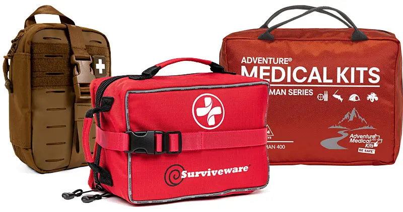 Three first aid kits next to each other