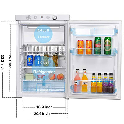 SMETA Fridge / Freezer 12V/110V/Propane - 3.5 Cu.Ft
