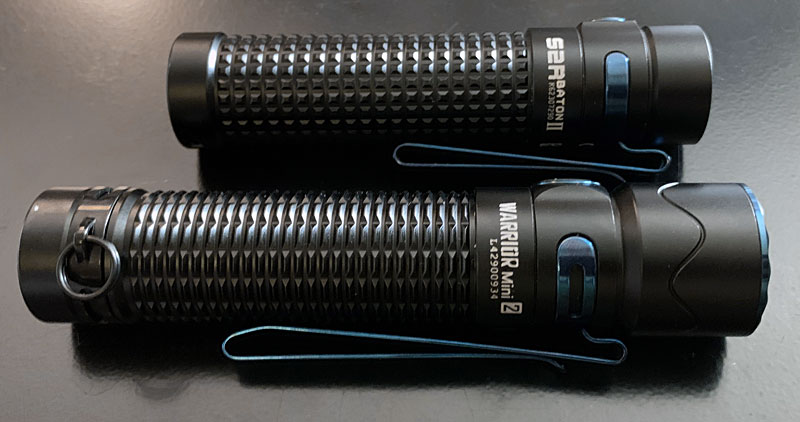 Olight S2R Baton II from the top witht he Warrior Mini 2