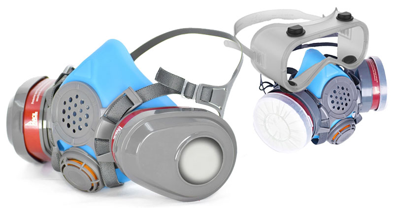 Two Parcil Safety half face respirators side by side