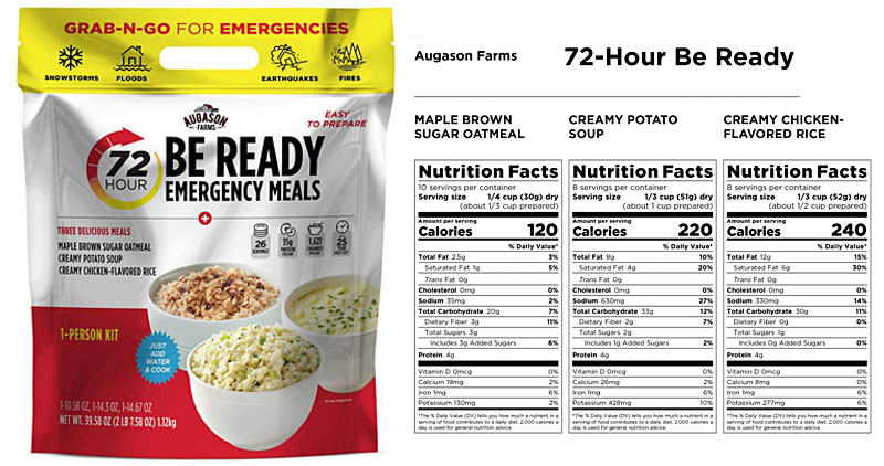 72-Hour 1-Person BE READY Emergency Meals