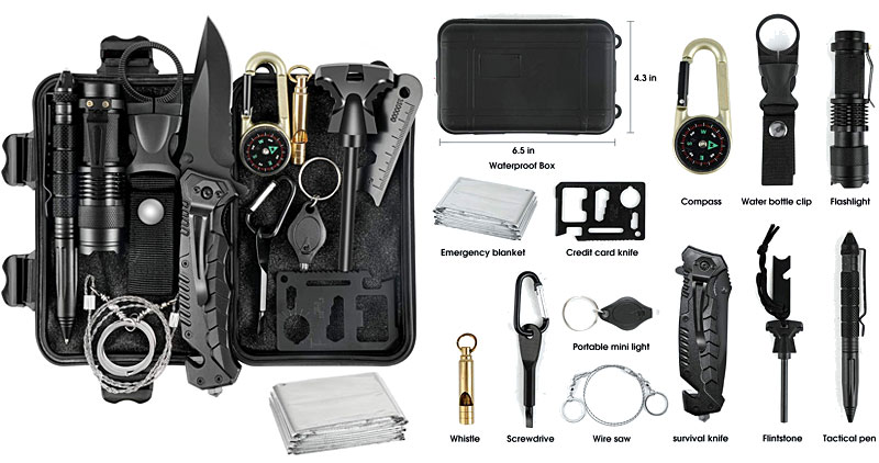 Survival Kit: 14 in 1 Survival Gear Gift Set