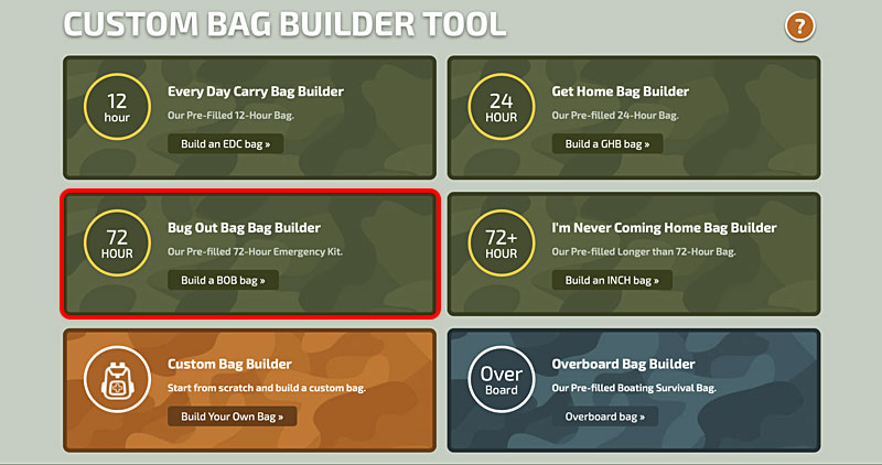 Bug Out Bag Builder Custom Bag Builder Tool Screenshot