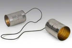 Soup cans connected with a sting