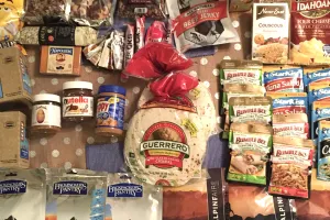 A survival pantry with canned and dried foods