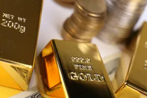 Bars of gold and gold coins
