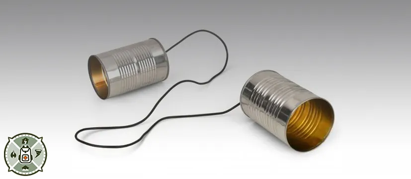 Soup cans connected with a sting