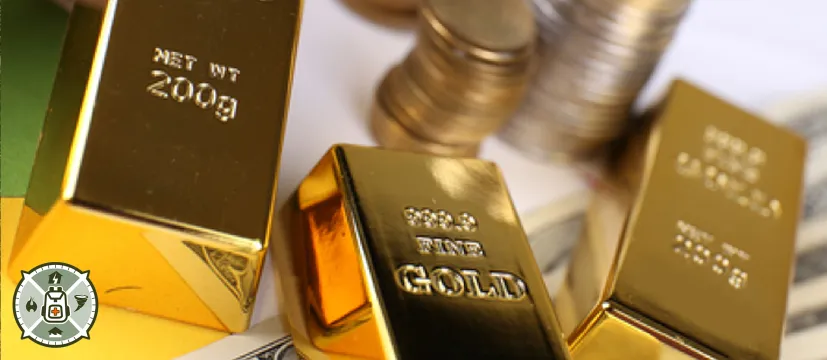 Bars of gold and gold coins