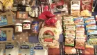 A survival pantry with canned and dried foods